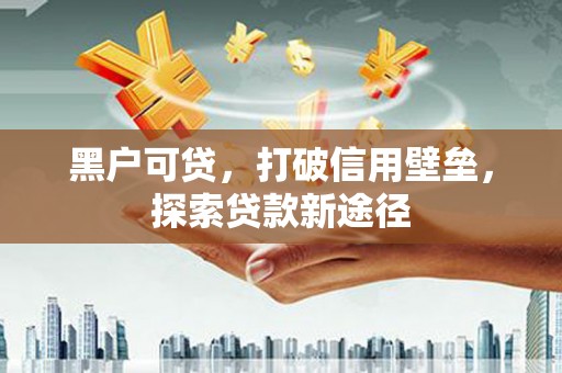 西市黑户可贷，打破信用壁垒，探索贷款新途径