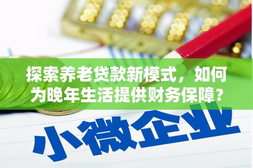 西市探索养老贷款新模式，如何为晚年生活提供财务保障？