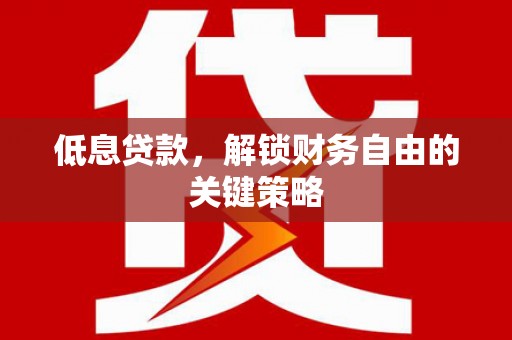 西市低息贷款，解锁财务自由的关键策略