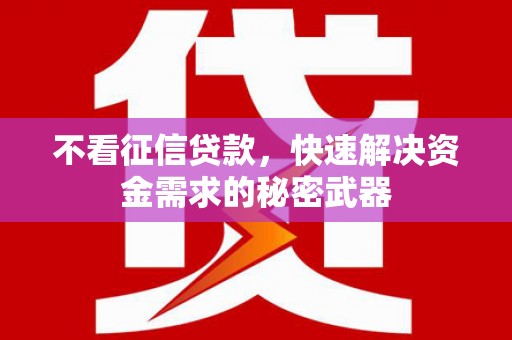 西市不看征信贷款，快速解决资金需求的秘密武器