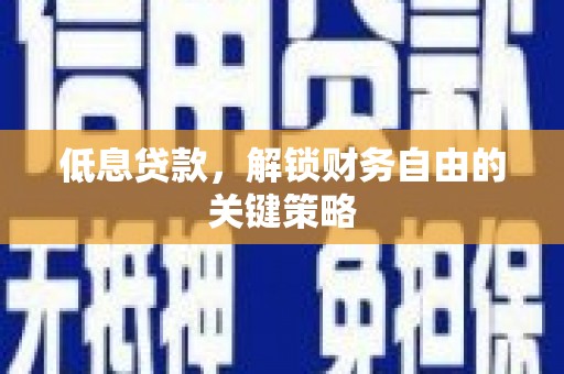 西市低息贷款，解锁财务自由的关键策略