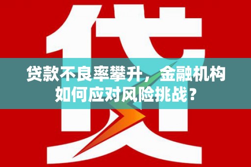 西市贷款不良率攀升，金融机构如何应对风险挑战？