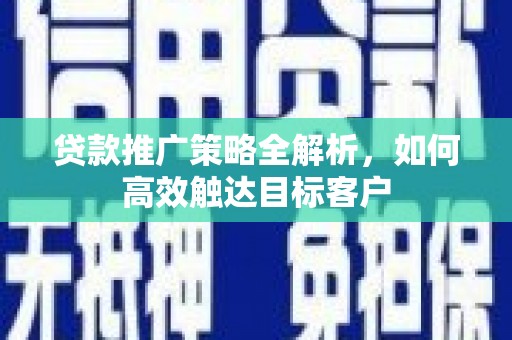 西市贷款推广策略全解析，如何高效触达目标客户