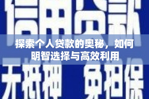 西市探索个人贷款的奥秘，如何明智选择与高效利用