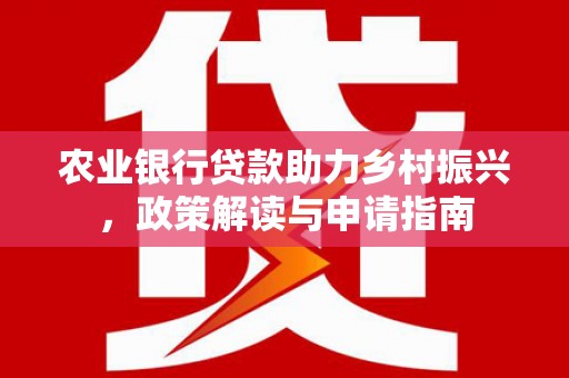 西市农业银行贷款助力乡村振兴，政策解读与申请指南