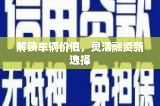 西市解锁车辆价值，灵活融资新选择